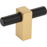 Jeffrey Alexander - 2-3/8'' Overall Length Matte Black with Brushed Gold Larkin ''T'' Knob - Matte Black,Brushed Gold
