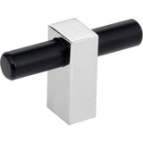 Jeffrey Alexander - 2-3/8'' Overall Length Matte Black with Polished Chrome Larkin ''T'' Knob - Matte Black,Polished Chrome