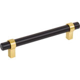 Jeffrey Alexander - 128 mm Center-to-Center Matte Black with Brushed Gold Key Grande Cabinet Bar Pull - Matte Black,Brushed Gold