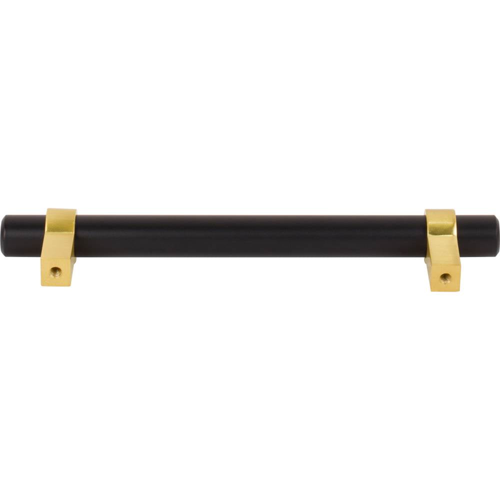 128 mm Center-to-Center Matte Black with Brushed Gold Key Grande Cabinet Bar Pull