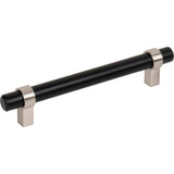 Jeffrey Alexander - 128 mm Center-to-Center Matte Black with Satin Nickel Key Grande Cabinet Bar Pull - Matte Black,Stain Nickel