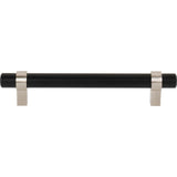 128 mm Center-to-Center Matte Black with Satin Nickel Key Grande Cabinet Bar Pull