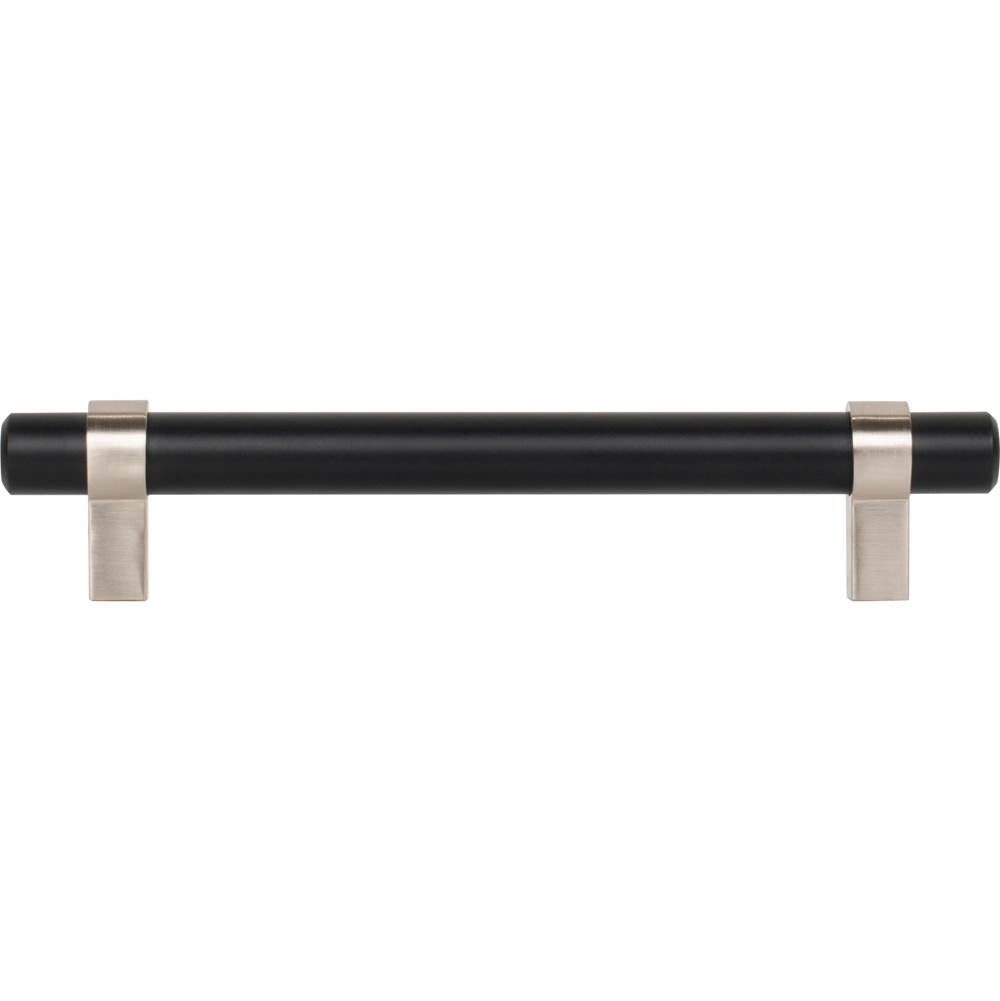 128 mm Center-to-Center Matte Black with Satin Nickel Key Grande Cabinet Bar Pull