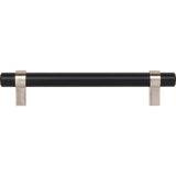 128 mm Center-to-Center Matte Black with Satin Nickel Key Grande Cabinet Bar Pull