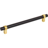 Jeffrey Alexander - 192 mm Center-to-Center Matte Black with Brushed Gold Key Grande Cabinet Bar Pull - Matte Black,Brushed Gold