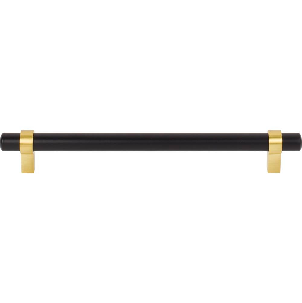192 mm Center-to-Center Matte Black with Brushed Gold Key Grande Cabinet Bar Pull