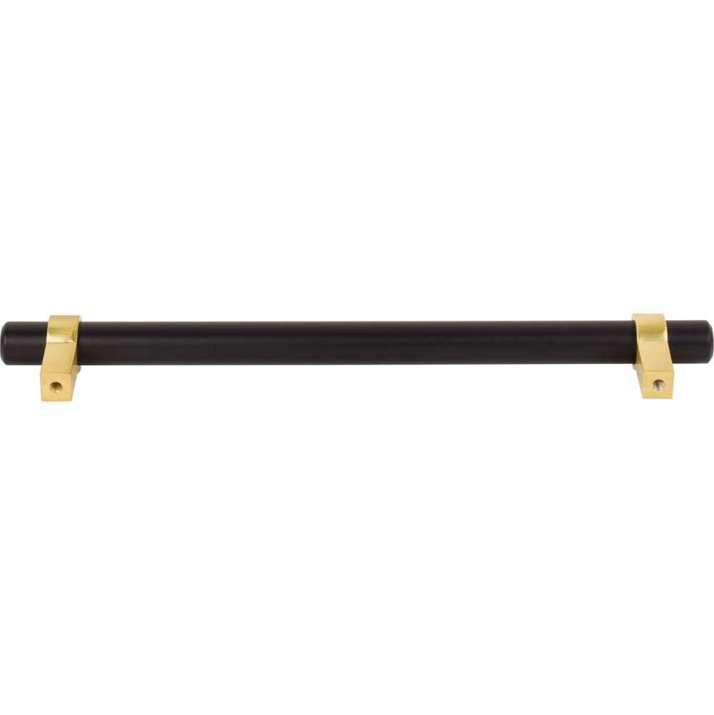 192 mm Center-to-Center Matte Black with Brushed Gold Key Grande Cabinet Bar Pull