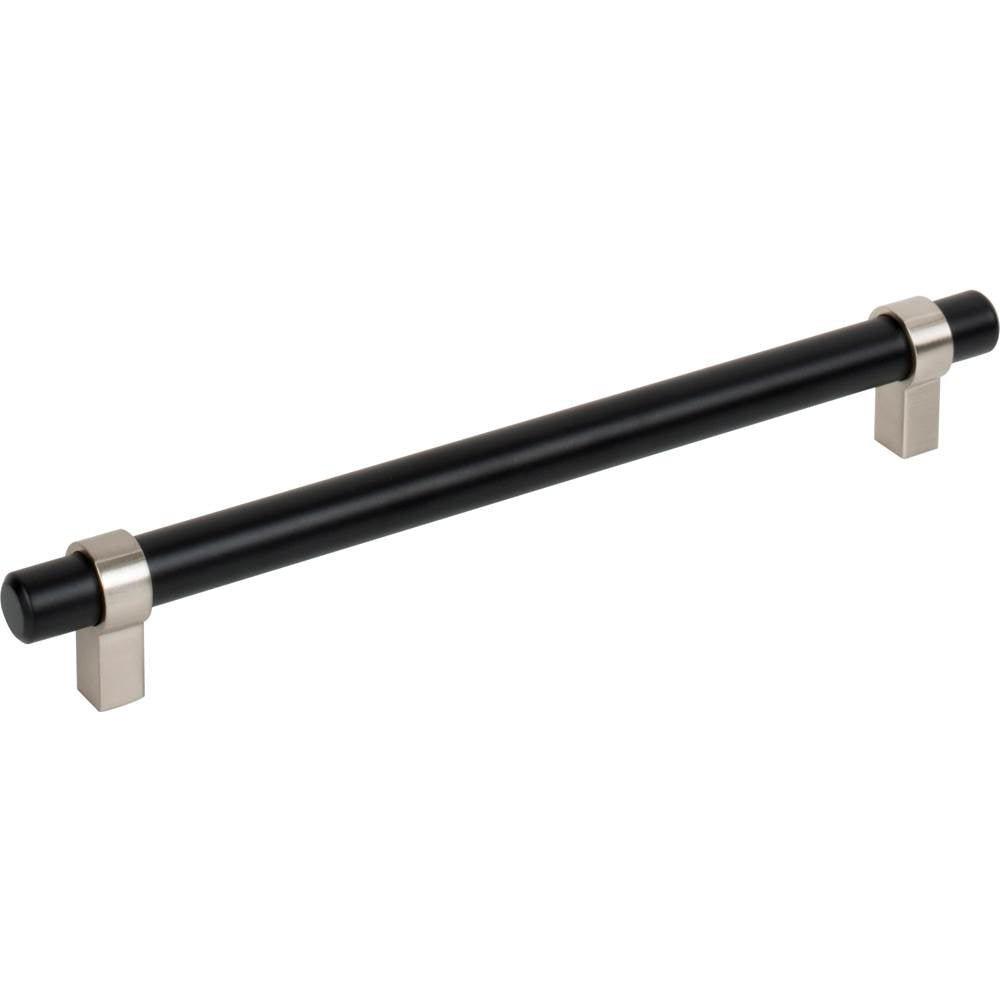 Jeffrey Alexander - 192 mm Center-to-Center Matte Black with Satin Nickel Key Grande Cabinet Bar Pull - Matte Black,Stain Nickel