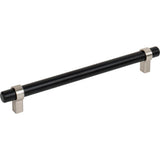 Jeffrey Alexander - 192 mm Center-to-Center Matte Black with Satin Nickel Key Grande Cabinet Bar Pull - Matte Black,Stain Nickel