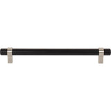 192 mm Center-to-Center Matte Black with Satin Nickel Key Grande Cabinet Bar Pull