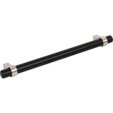 192 mm Center-to-Center Matte Black with Satin Nickel Key Grande Cabinet Bar Pull
