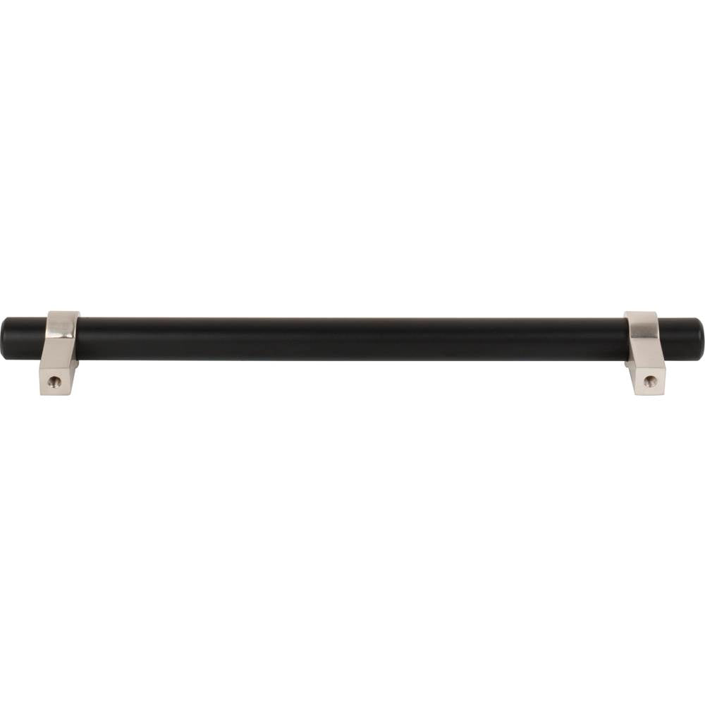 192 mm Center-to-Center Matte Black with Satin Nickel Key Grande Cabinet Bar Pull