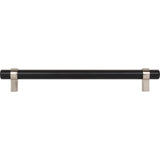 192 mm Center-to-Center Matte Black with Satin Nickel Key Grande Cabinet Bar Pull