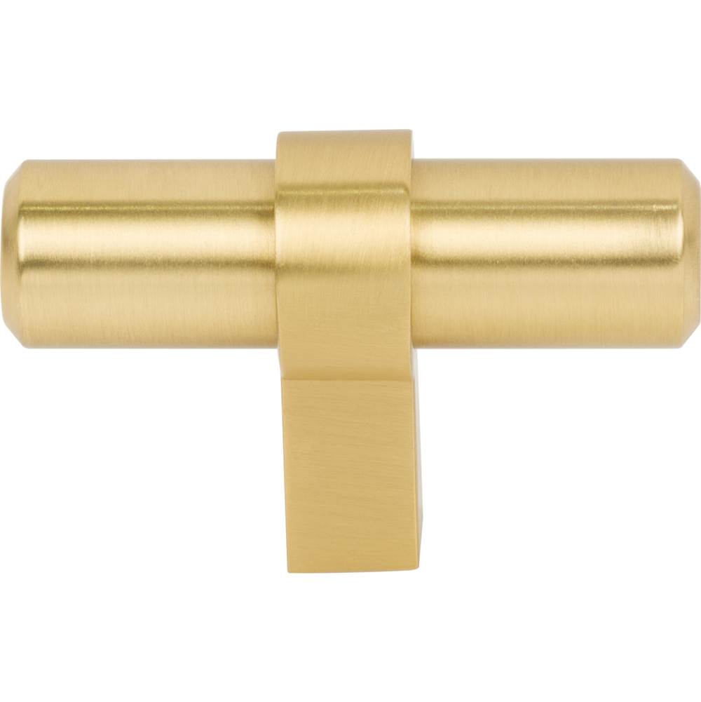 2'' Overall Length Brushed Gold Key Grande Cabinet ''T'' Knob