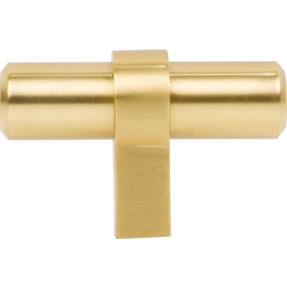 2'' Overall Length Brushed Gold Key Grande Cabinet ''T'' Knob