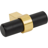 2'' Overall Length Matte Black with Brushed Gold Key Grande Cabinet ''T'' Knob