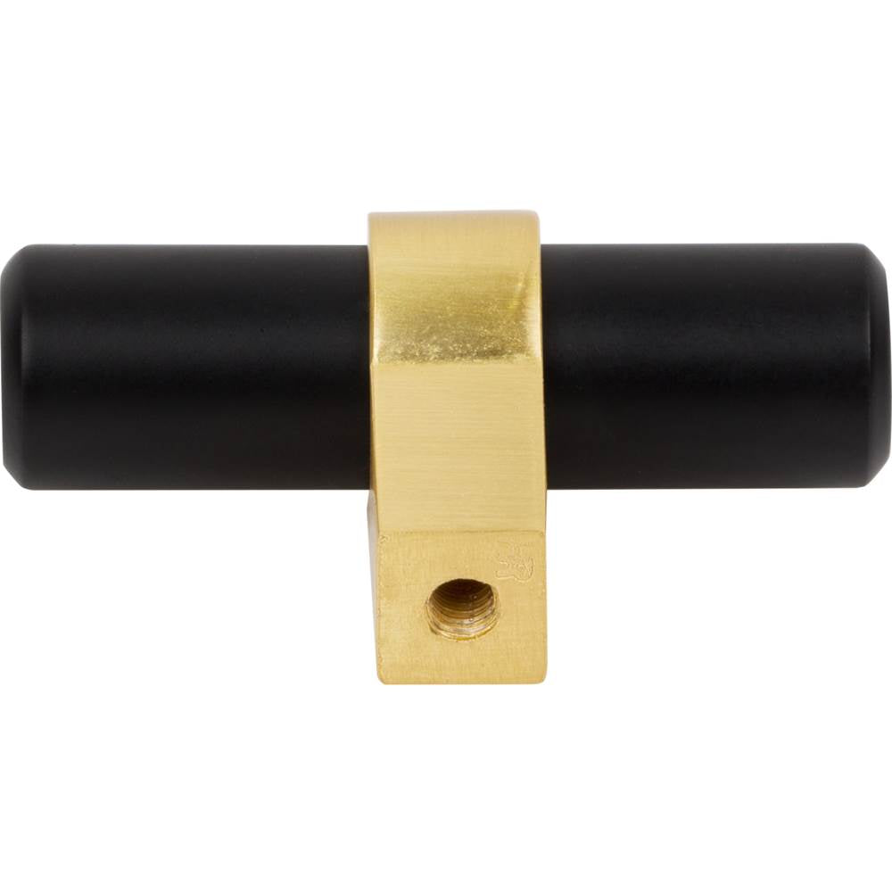 2'' Overall Length Matte Black with Brushed Gold Key Grande Cabinet ''T'' Knob