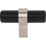 2'' Overall Length Matte Black with Satin Nickel Key Grande Cabinet ''T'' Knob