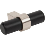 2'' Overall Length Matte Black with Satin Nickel Key Grande Cabinet ''T'' Knob