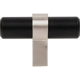 2'' Overall Length Matte Black with Satin Nickel Key Grande Cabinet ''T'' Knob