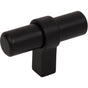 Jeffrey Alexander - 2'' Overall Length Matte Black Key Grande Cabinet ''T'' Knob - Matte Black