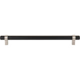 224 mm Center-to-Center Matte Black with Satin Nickel Key Grande Cabinet Bar Pull