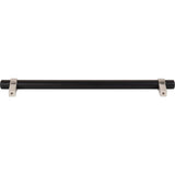 224 mm Center-to-Center Matte Black with Satin Nickel Key Grande Cabinet Bar Pull