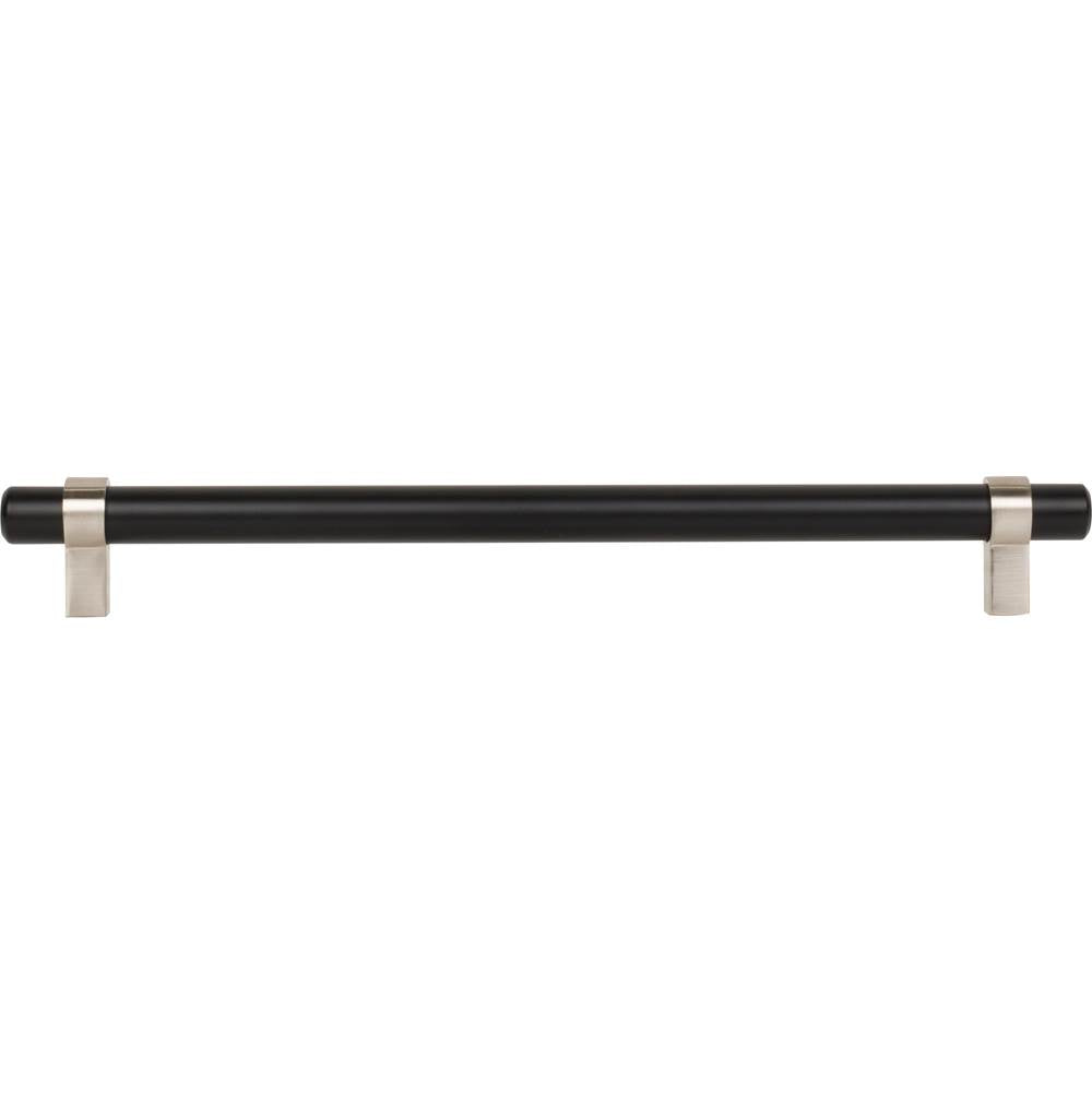 224 mm Center-to-Center Matte Black with Satin Nickel Key Grande Cabinet Bar Pull