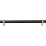 224 mm Center-to-Center Matte Black with Satin Nickel Key Grande Cabinet Bar Pull