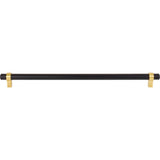 319 mm Center-to-Center Matte Black with Brushed Gold Key Grande Cabinet Bar Pull
