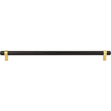 319 mm Center-to-Center Matte Black with Brushed Gold Key Grande Cabinet Bar Pull