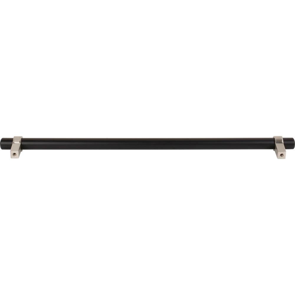 319 mm Center-to-Center Matte Black with Satin Nickel Key Grande Cabinet Bar Pull