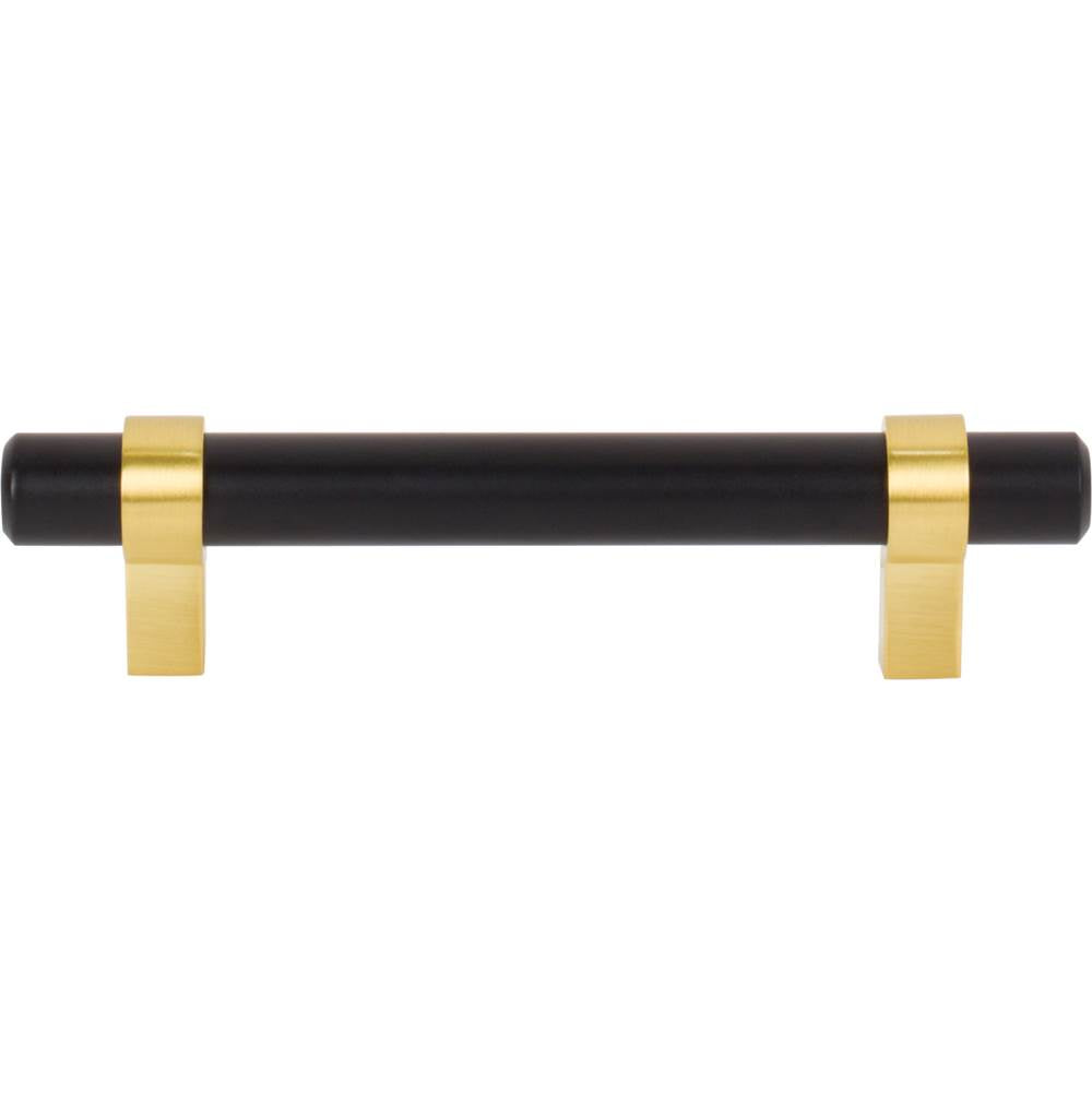 96 mm Center-to-Center Matte Black with Brushed Gold Key Grande Cabinet Bar Pull