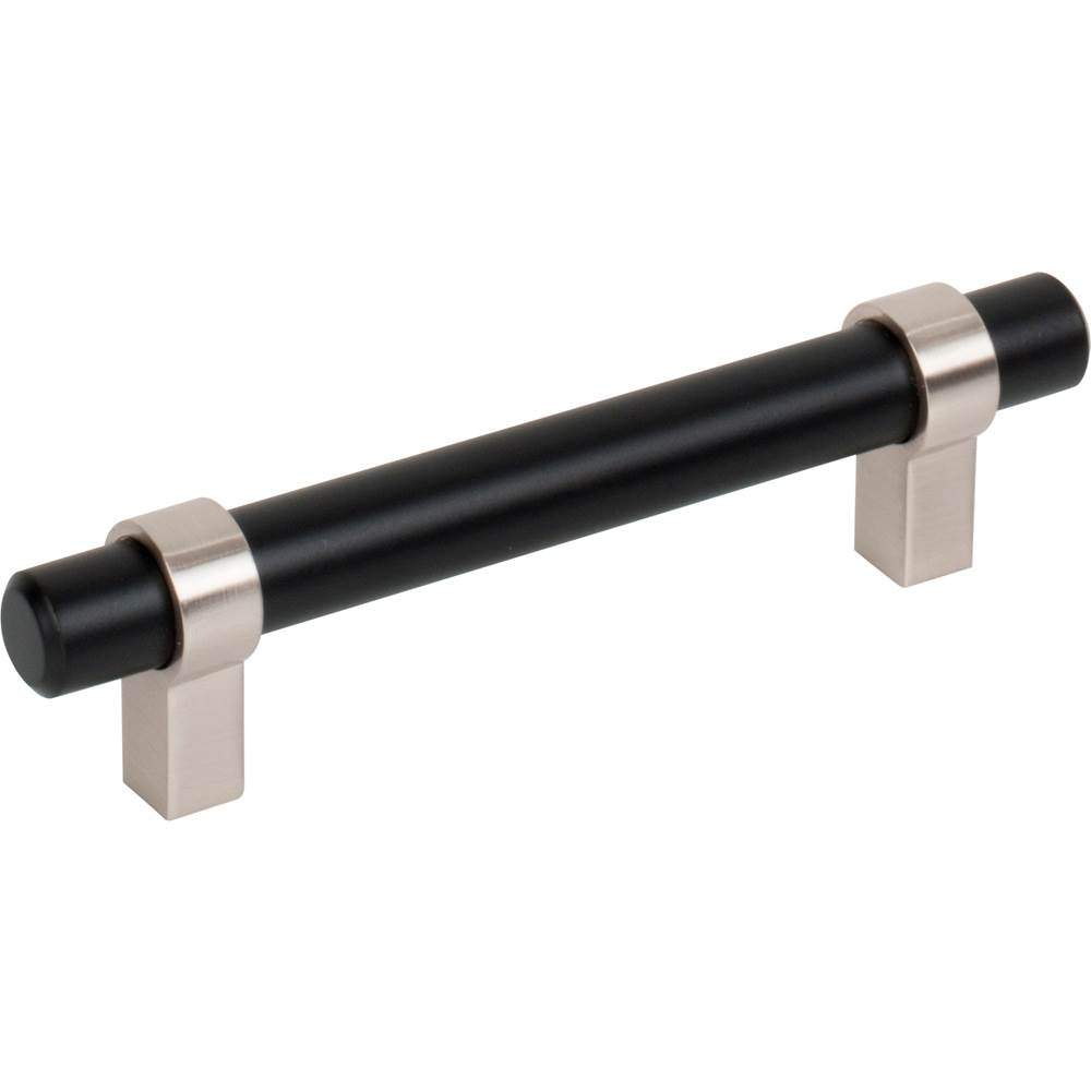 Jeffrey Alexander - 96 mm Center-to-Center Matte Black with Satin Nickel Key Grande Cabinet Bar Pull - Matte Black,Stain Nickel