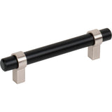 Jeffrey Alexander - 96 mm Center-to-Center Matte Black with Satin Nickel Key Grande Cabinet Bar Pull - Matte Black,Stain Nickel