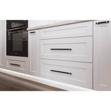 96 mm Center-to-Center Matte Black with Satin Nickel Key Grande Cabinet Bar Pull