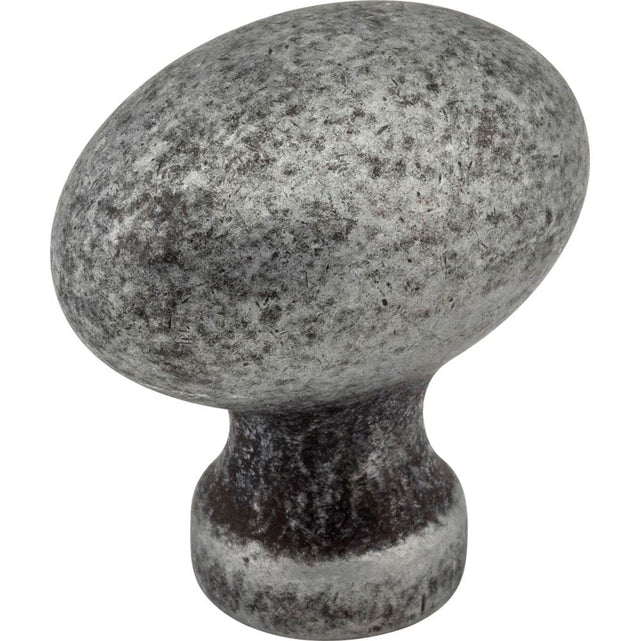 Jeffrey Alexander - 1-3/16'' Overall Length Distressed Antique Silver Football Bordeaux Cabinet Knob - Distressed Antique Silver