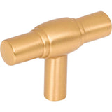 Jeffrey Alexander - 2'' Brushed Gold Hayworth Cabinet ''T'' Knob - Brushed Gold