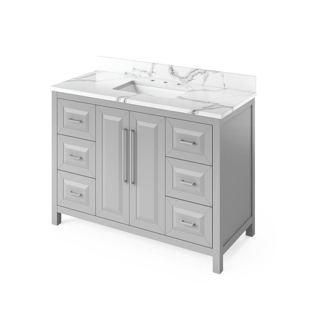 Jeffrey Alexander - 48'' Grey Cade Vanity, Calacatta Vienna Quartz Vanity Top, undermount rectangle bowl - Grey