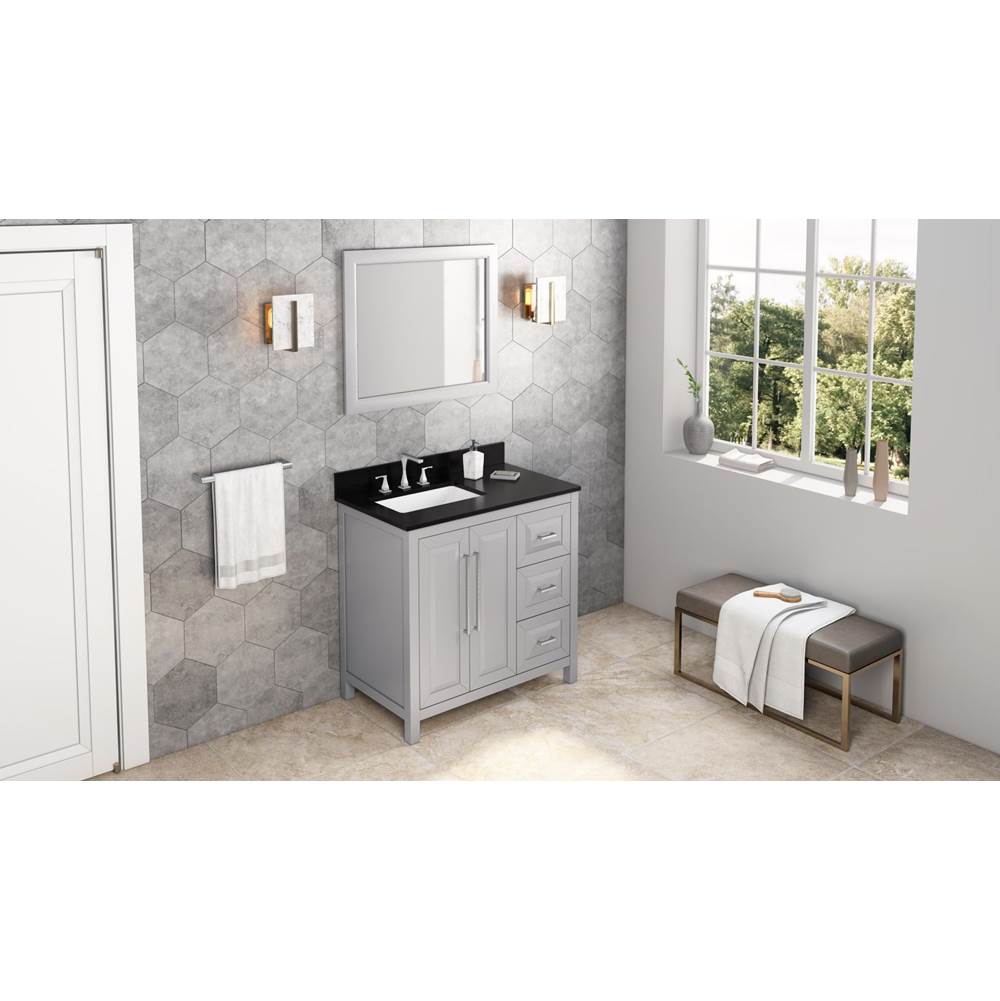 36'' Black Cade Vanity, left offset, Black Granite Vanity Top, undermount rectangle bowl