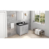36'' Black Cade Vanity, left offset, Black Granite Vanity Top, undermount rectangle bowl