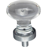 1-1/4'' Overall Length Polished Chrome Football Glass Harlow Cabinet Knob