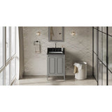 Jeffrey Alexander - 24'' Grey Percival Vanity, Black Granite Vanity Top, Undermount Rectangle Bowl - Grey