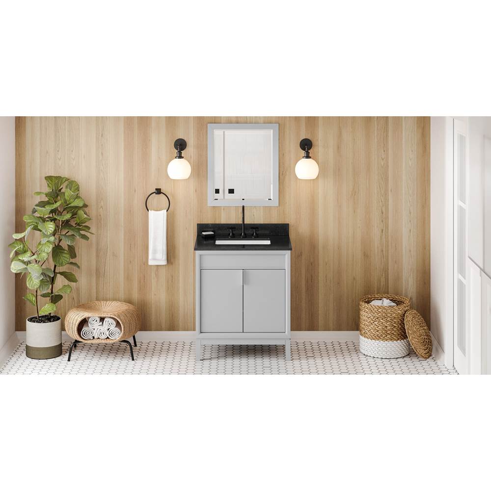 Jeffrey Alexander - 30'' Grey Theodora Vanity, Black Granite Vanity Top, Undermount Rectangle Bowl - Grey