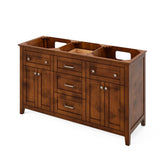 60'' Chocolate Chatham Vanity, double bowl, Calacatta Vienna Quartz Vanity Top, two undermount rectangle bowls