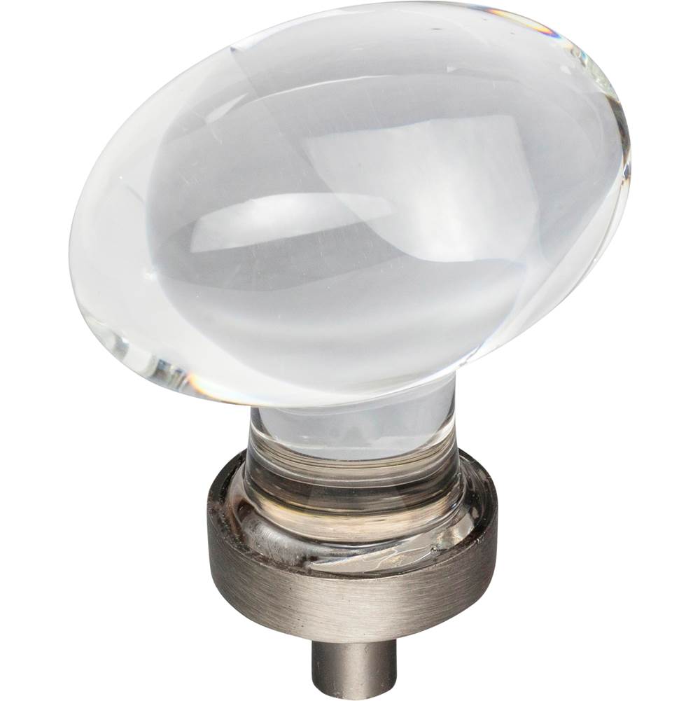 Jeffrey Alexander - 1-5/8'' Overall Length Brushed Pewter Football Glass Harlow Cabinet Knob - Brushed Pewter