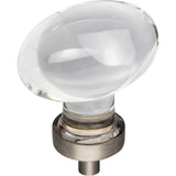 Jeffrey Alexander - 1-5/8'' Overall Length Brushed Pewter Football Glass Harlow Cabinet Knob - Brushed Pewter