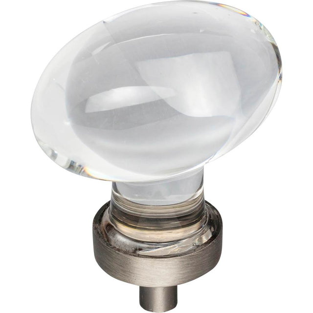 Jeffrey Alexander - 1-5/8'' Overall Length Brushed Pewter Football Glass Harlow Cabinet Knob - Brushed Pewter