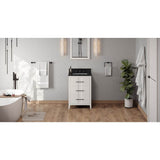 Jeffrey Alexander - 24'' White Katara Vanity, Black Granite Vanity Top, Undermount Rectangle Bowl - White