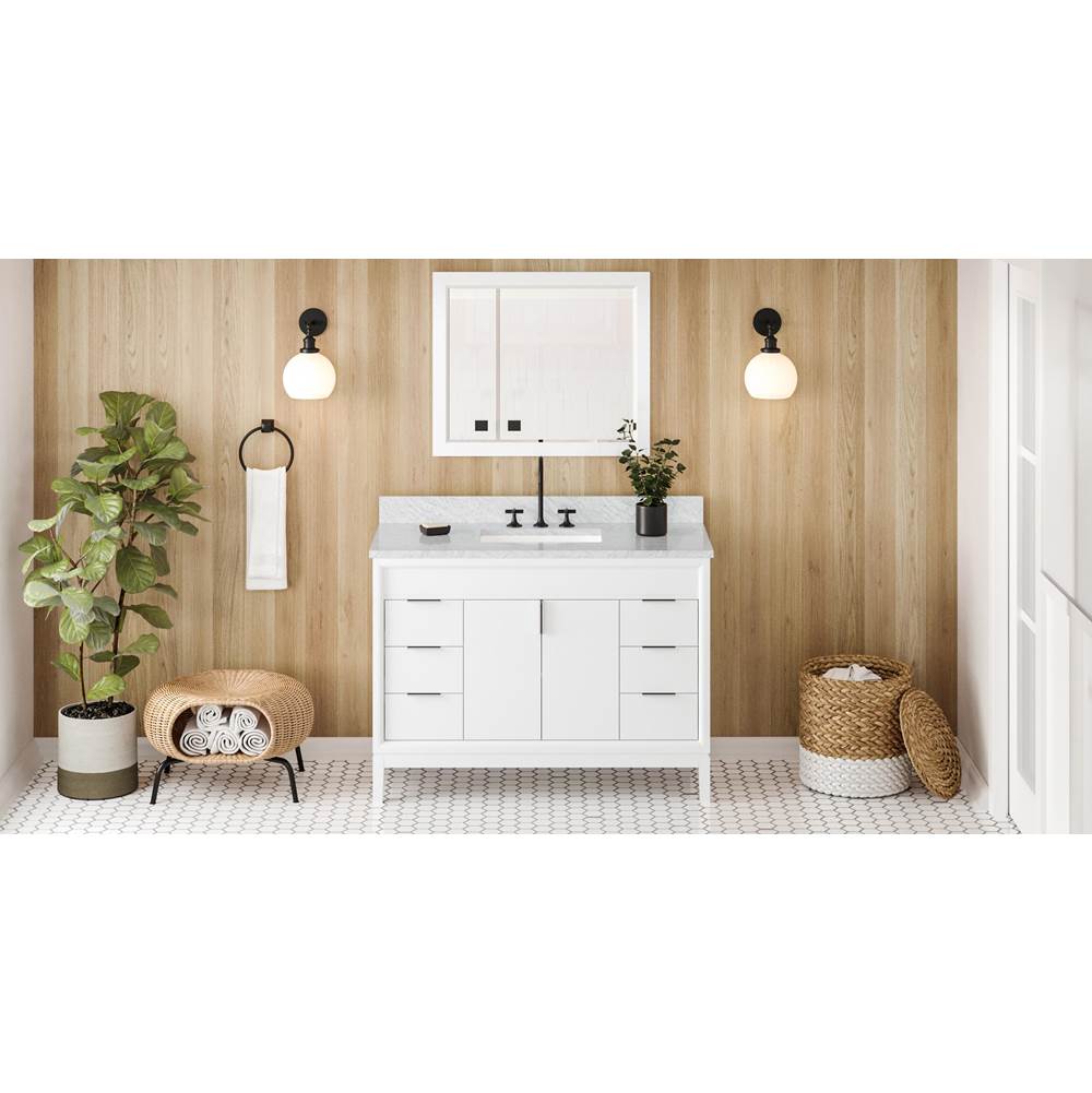 Jeffrey Alexander - 48'' White Theodora Vanity, White Carrara Marble Vanity Top, Undermount Rectangle Bowl - White
